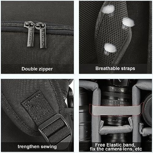 Only-bags.store  Sac à dos pour appareil photo résistant à l'eau Sac à dos photo professionnel pour reflex numérique/reflex sans miroir, compatible pour appareil photo Sony Canon Nikon et accessoires pour trépied d'objectif 