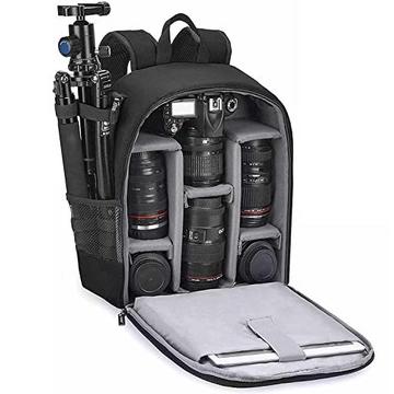 Sac à dos pour appareil photo résistant à l'eau Sac à dos photo professionnel pour reflex numérique/reflex sans miroir, compatible pour appareil photo Sony Canon Nikon et accessoires pour trépied d'objectif