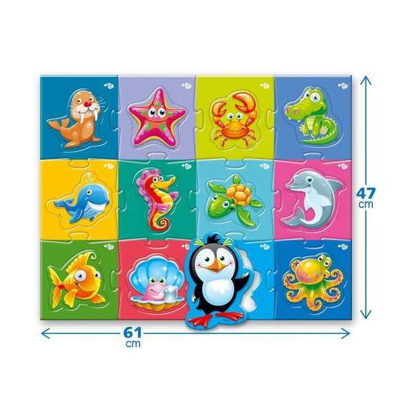 Image of Meerestiere - Sea animals - MAXI-Puzzle 24, Lernspiel Montessori® by Far far land Multicolor