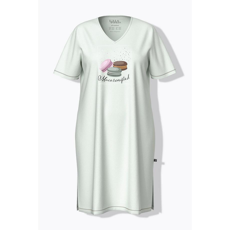 Ulla Popken Camicia da Notte Stampa Piazzata Scollo a V Mezza Manica  