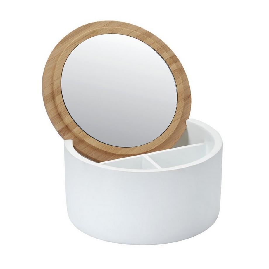 diaqua  Schmuckdose mit Spiegel weiss / Holz 
