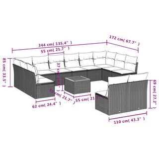 VidaXL Ensemble de canapés de jardin rotin synthétique  