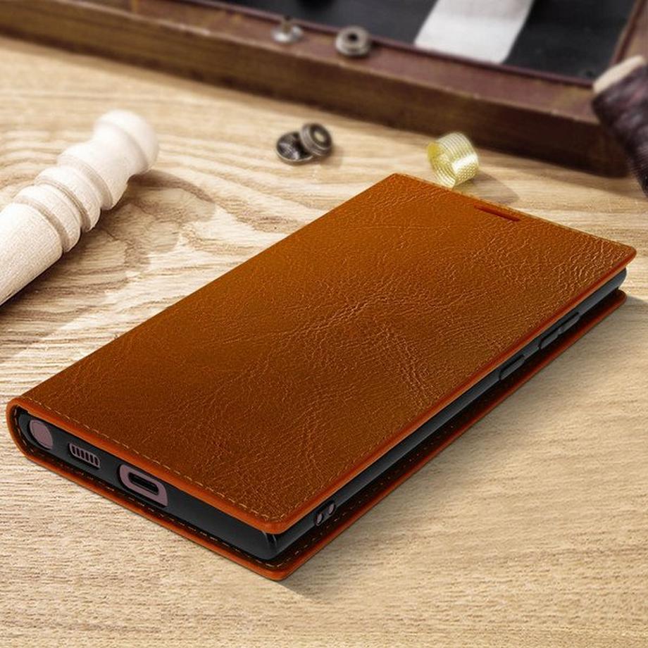 Avizar  Lederhülle Samsung S22 Ultra Braun 