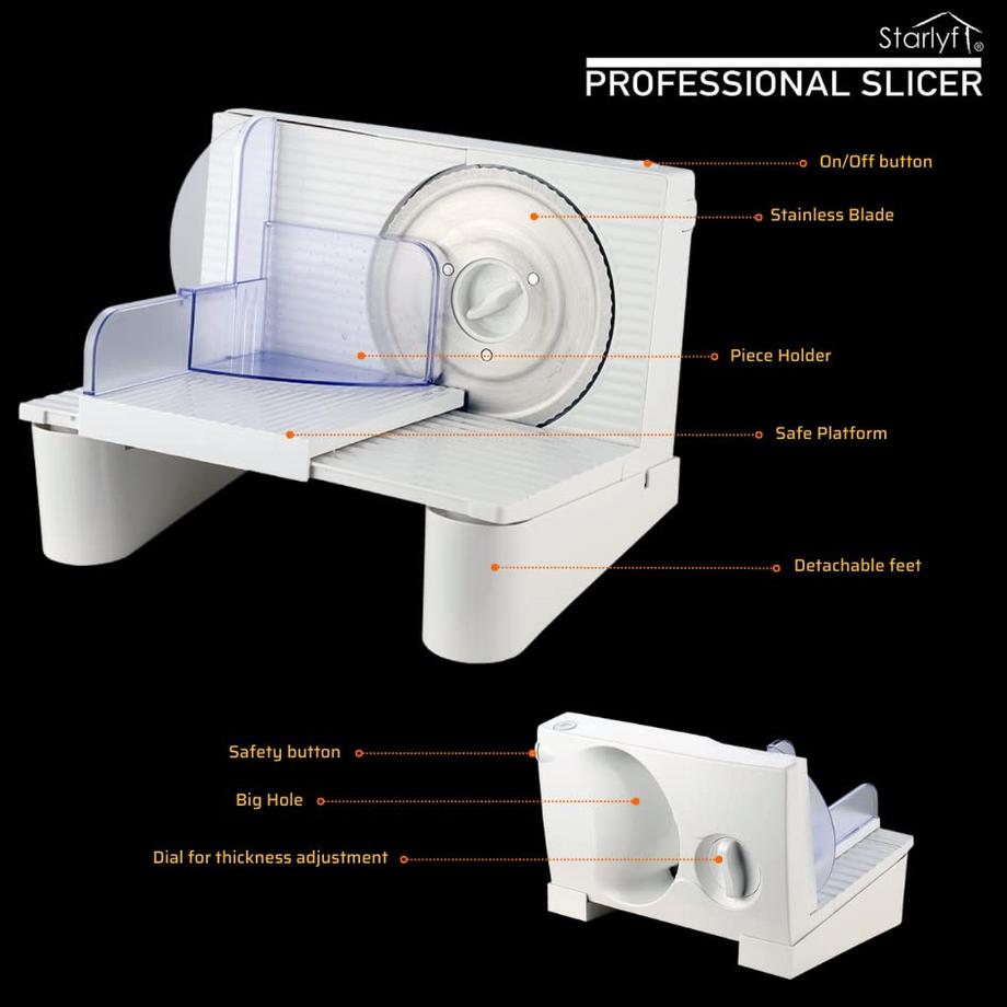 STARLYF Professional Slicer - Affettatrice per pane e salumi  