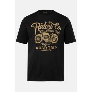 JP1880  T-Shirt, Halbarm, Motorrad-Print, Rundhals 