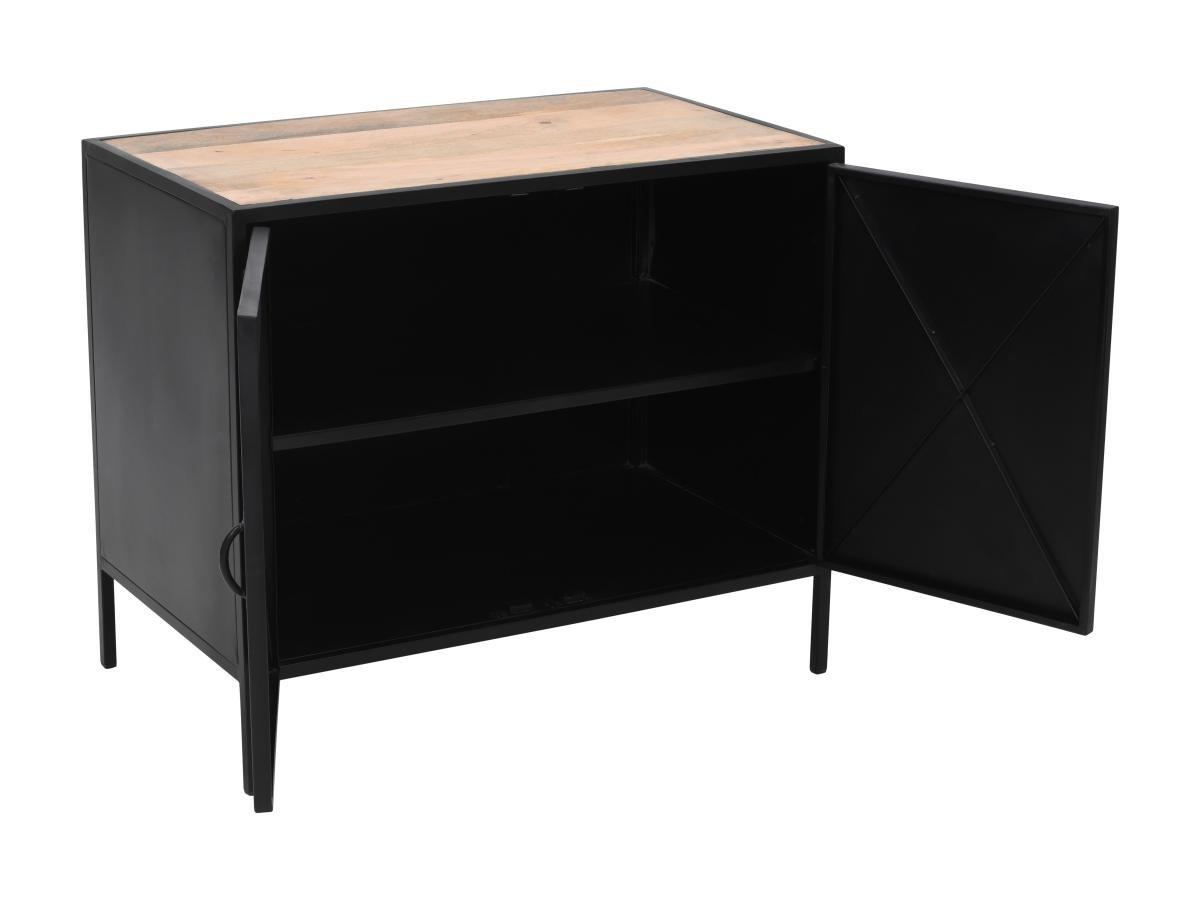 Vente-unique Waschbeckenunterschrank mit 2 Türen - 95 cm - Metall & Mangoholz - Schwarz - ERIDANI  