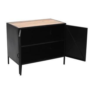 Vente-unique Mobile sotto lavabo in metallo nero e legno di mango - 2 ante - 95 cm - ORIONIS  