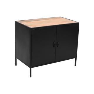 Vente-unique Waschbeckenunterschrank mit 2 Türen - 95 cm - Metall & Mangoholz - Schwarz - ERIDANI  