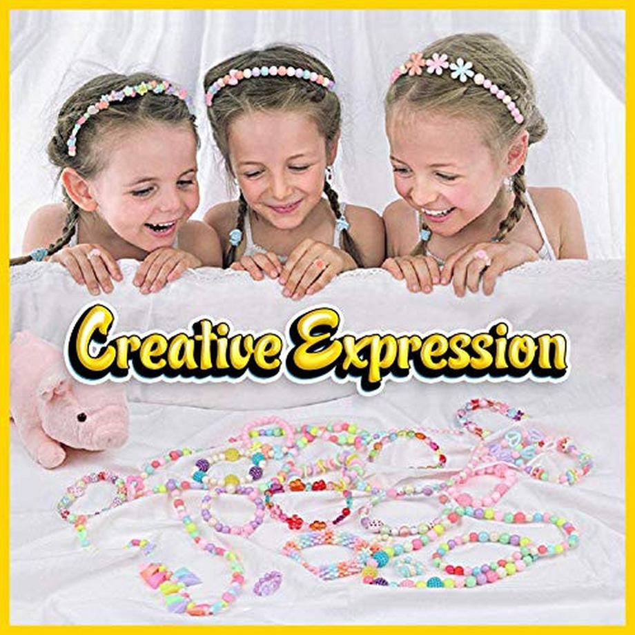 Activity-board  24 Farben Perlen zum Auffädeln, DIY Perlenschmuck do it yourself Kinder, DIY Armbänder Set, bunte Perlen Schmuck Handwerk Freundschaft Armbänder Halsketten Schnur Set 