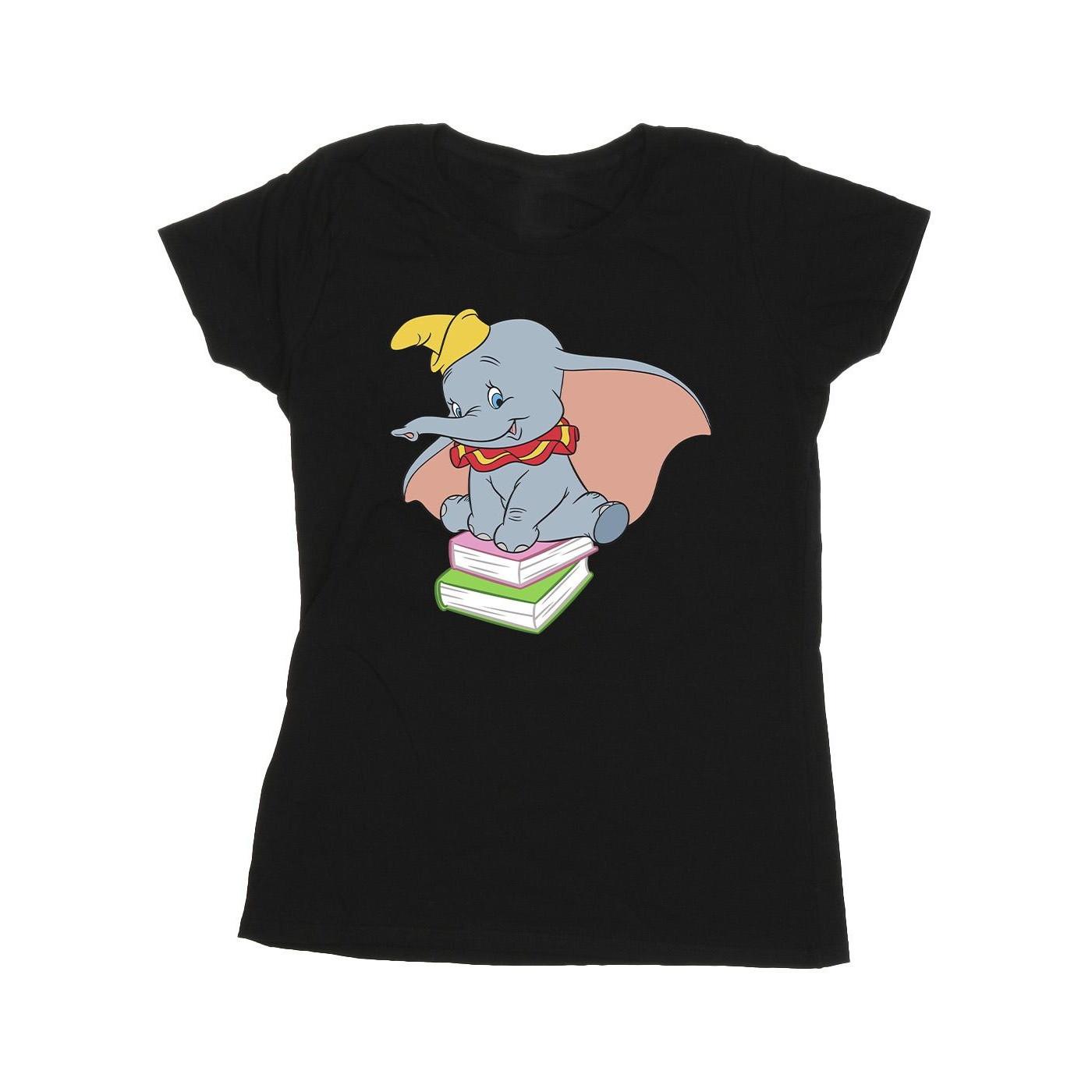 Image of Dumbo Sitting On Books Tshirt Damen Schwarz M
