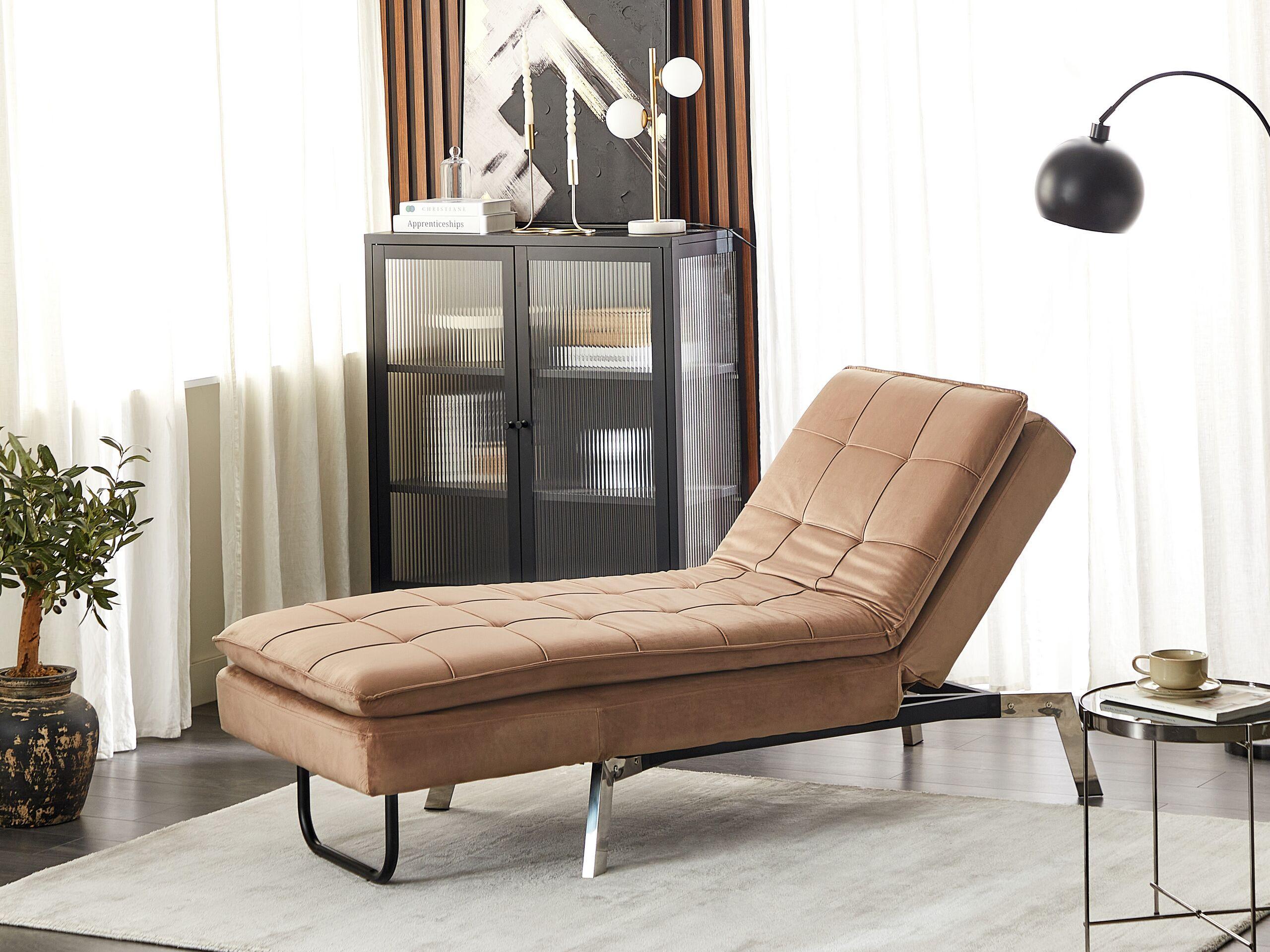 Beliani Chaise longue en Velours Glamour LOIRET  