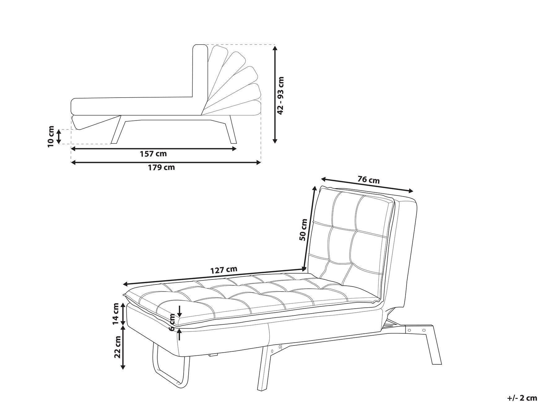 Beliani Chaise longue en Velours Glamour LOIRET  