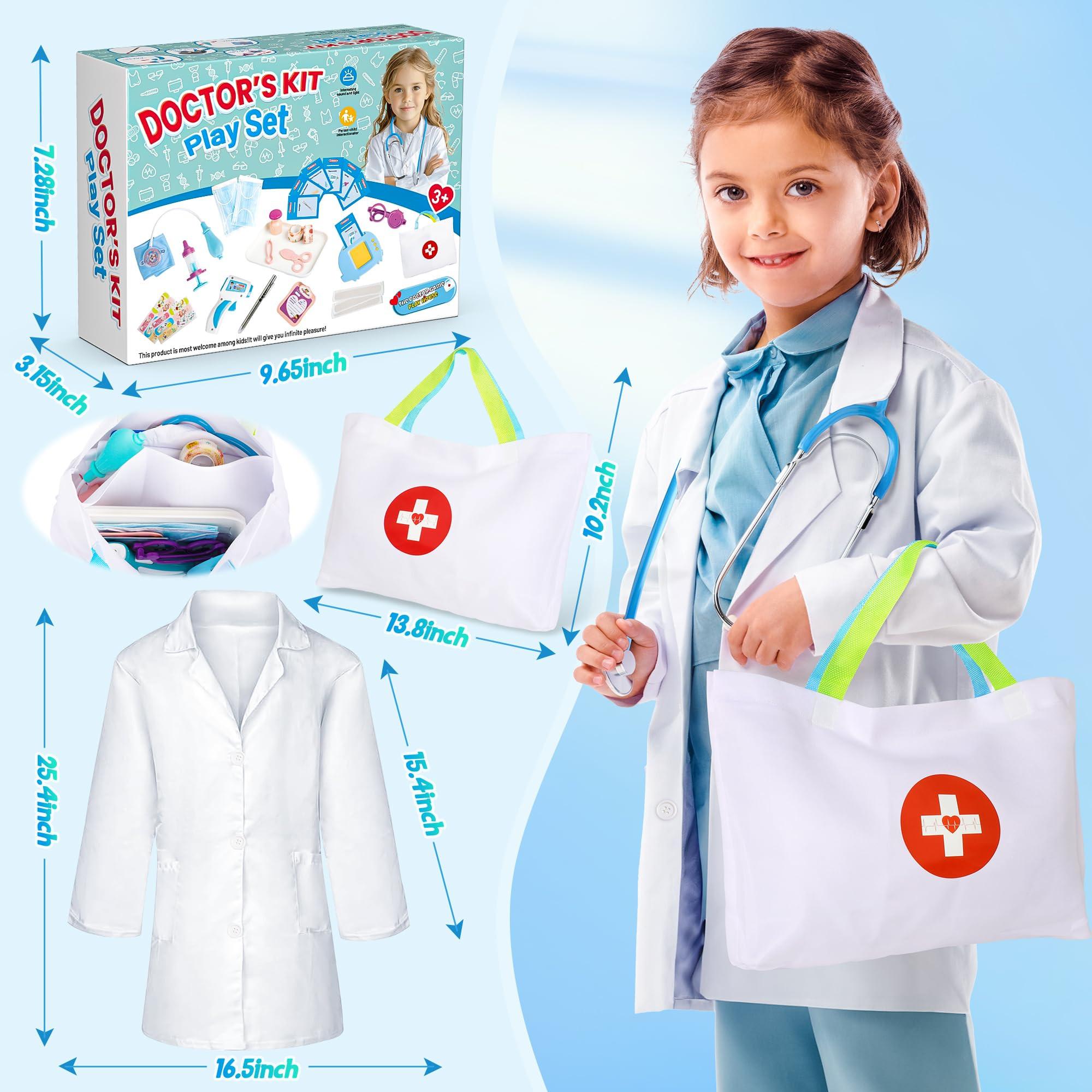 Activity-board  Mallette de médecin pour enfants, mallette de médecin pour enfants, jouet éducatif avec flashcards parlantes en allemand, stéthoscope, sacoche de médecin, jeu d'ensemble de médecins 