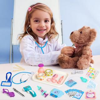 Activity-board  Mallette de médecin pour enfants, mallette de médecin pour enfants, jouet éducatif avec flashcards parlantes en allemand, stéthoscope, sacoche de médecin, jeu d'ensemble de médecins 