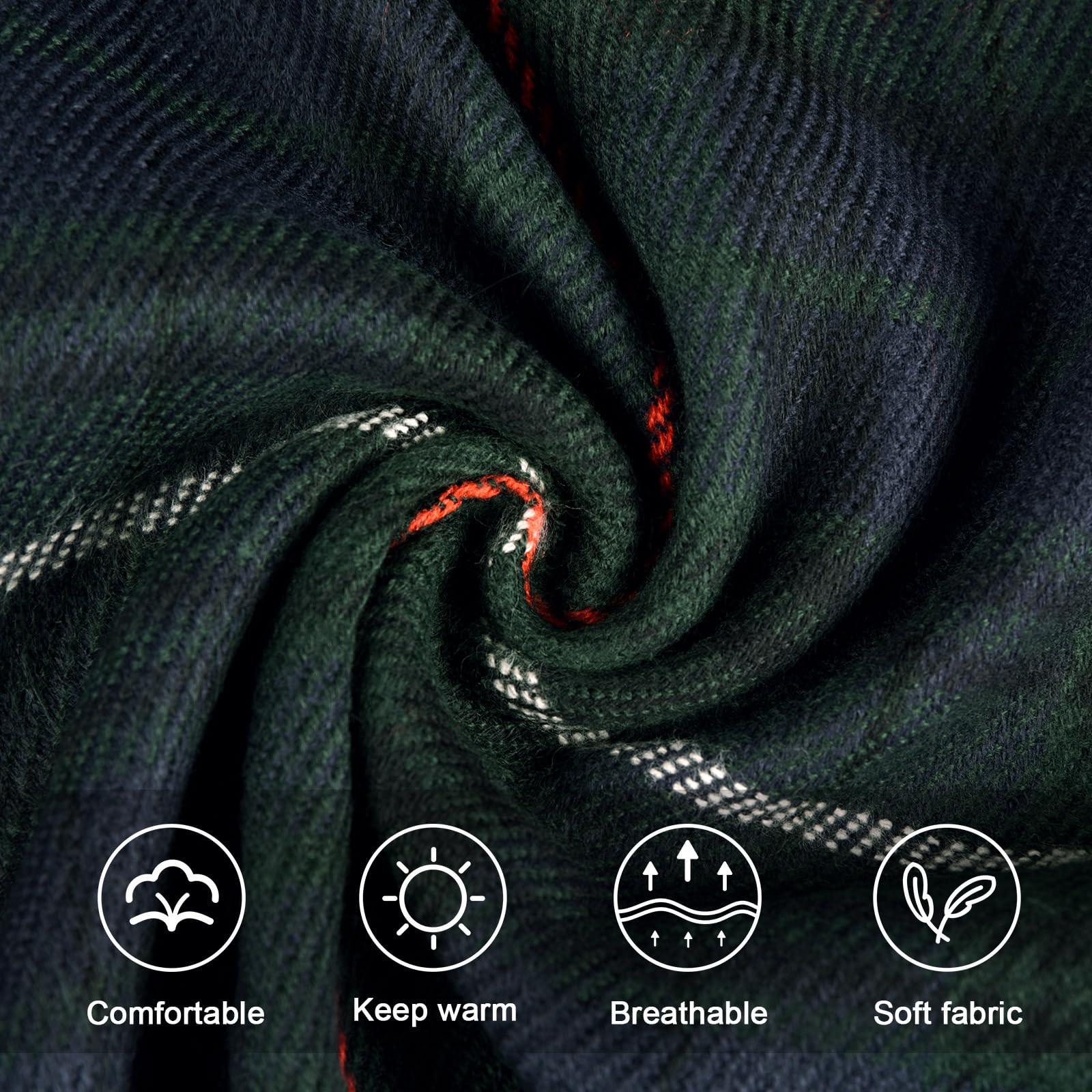 Only-bags.store Sciarpa Pashmina Invernale a Quadri con Nappe  