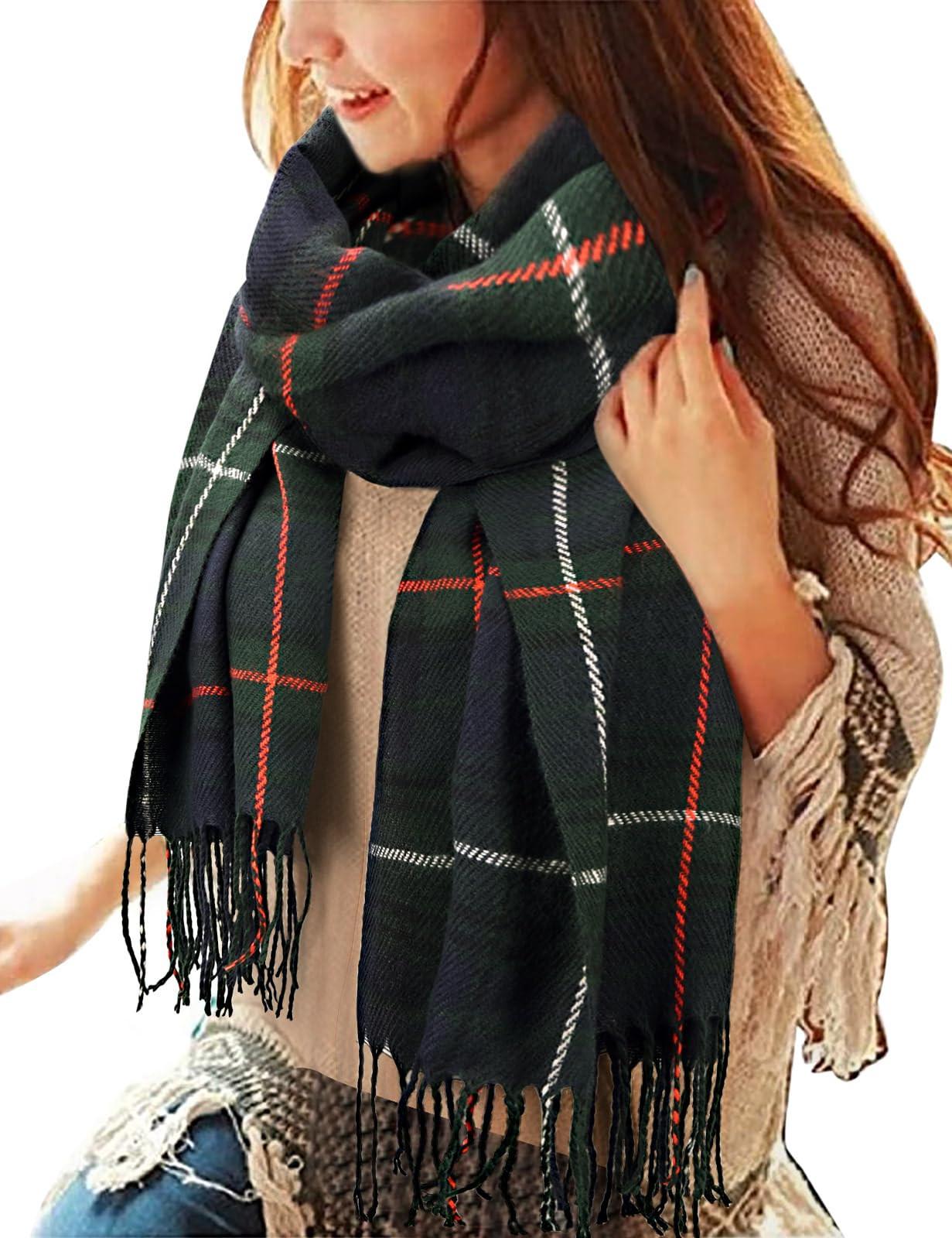 Only-bags.store  Kariertes Dreieckstuch Winter, Pashmina-Schal weicher Quasten-Wickelschal 