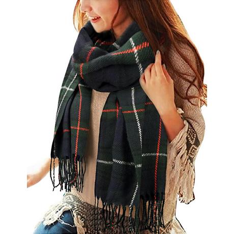 Only-bags.store  Kariertes Dreieckstuch Winter, Pashmina-Schal weicher Quasten-Wickelschal 