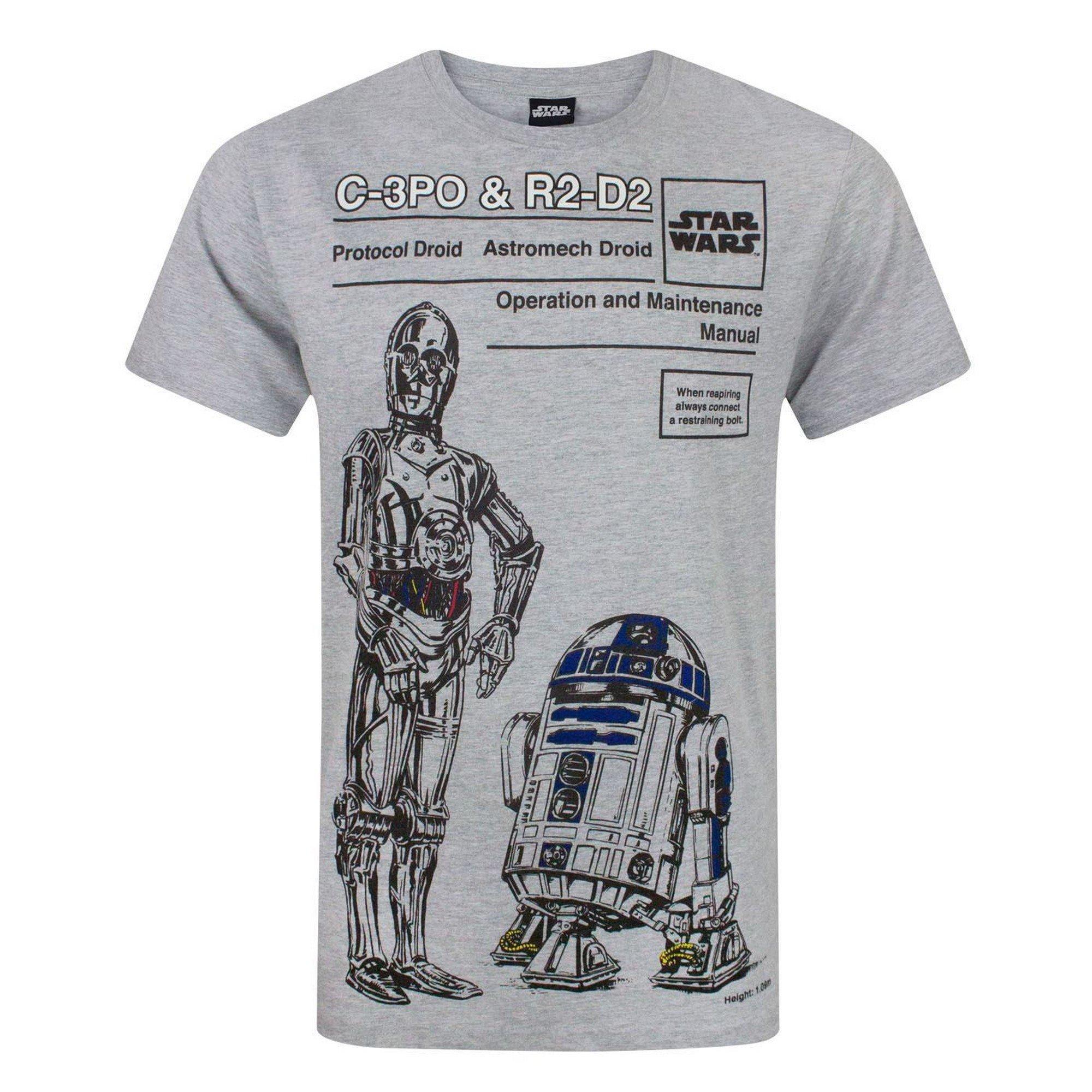 Image of C3po And R2d2 Tshirt Herren Grau XS