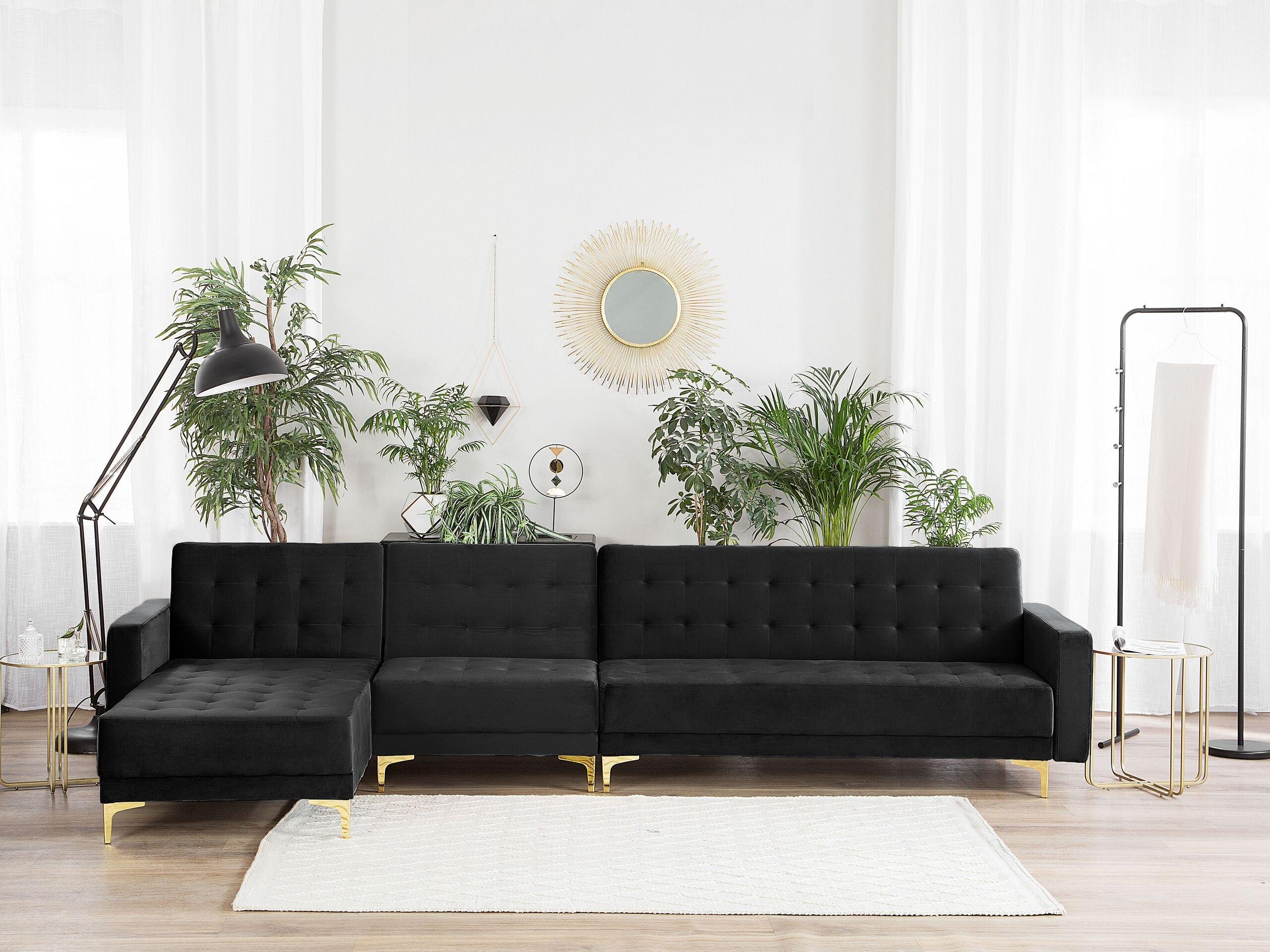 Beliani Ecksofa aus Samtstoff Modern ABERDEEN  