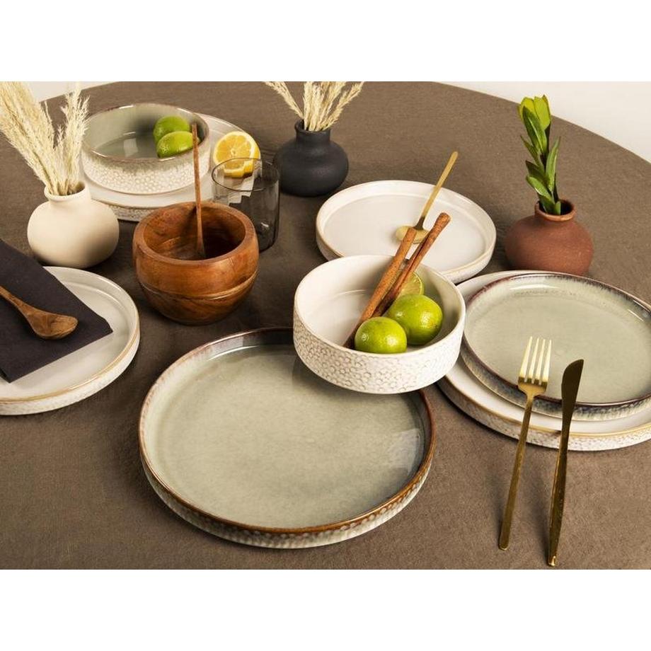 Sia  Teller-Set - 6-teilig - B. 22 cm - Steingut - Hellgrün - MIA 