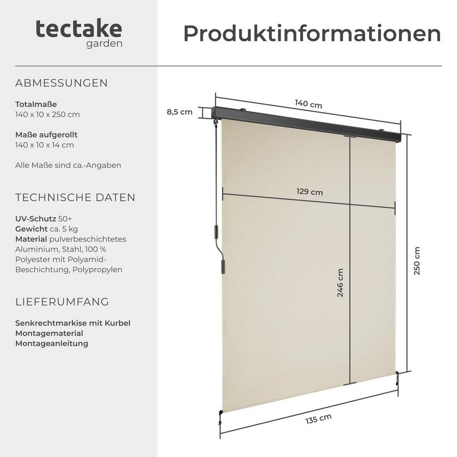 Tectake Store banne verticale ELOISE différentes tailles  