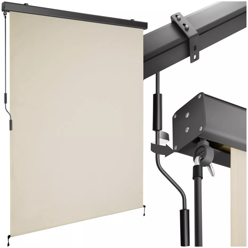 tectake® Senkrechtmarkise, verschiedene Größen, pulverbeschichtetes Aluminiumgehäuse, inkl. Wandhaltern