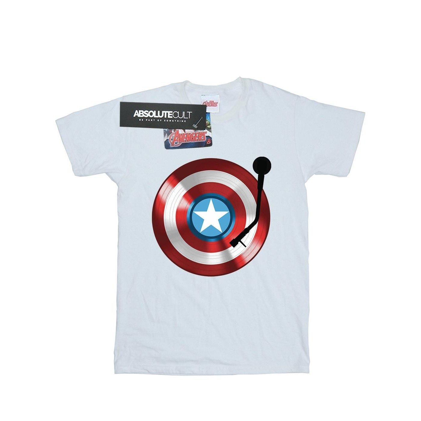 Image of Captain America Turntable Tshirt Damen Weiss M