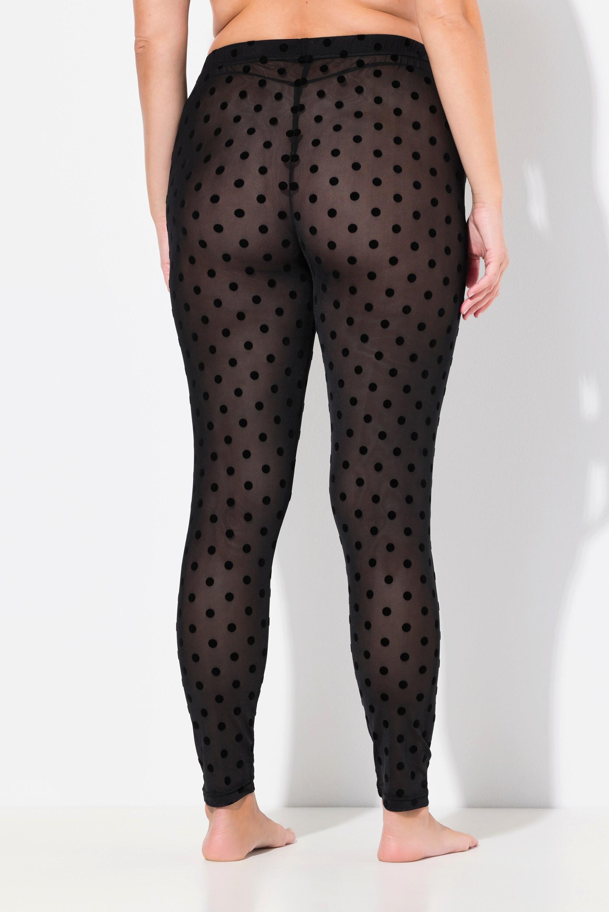 Ulla Popken  Legging en mesh, pois floqués 