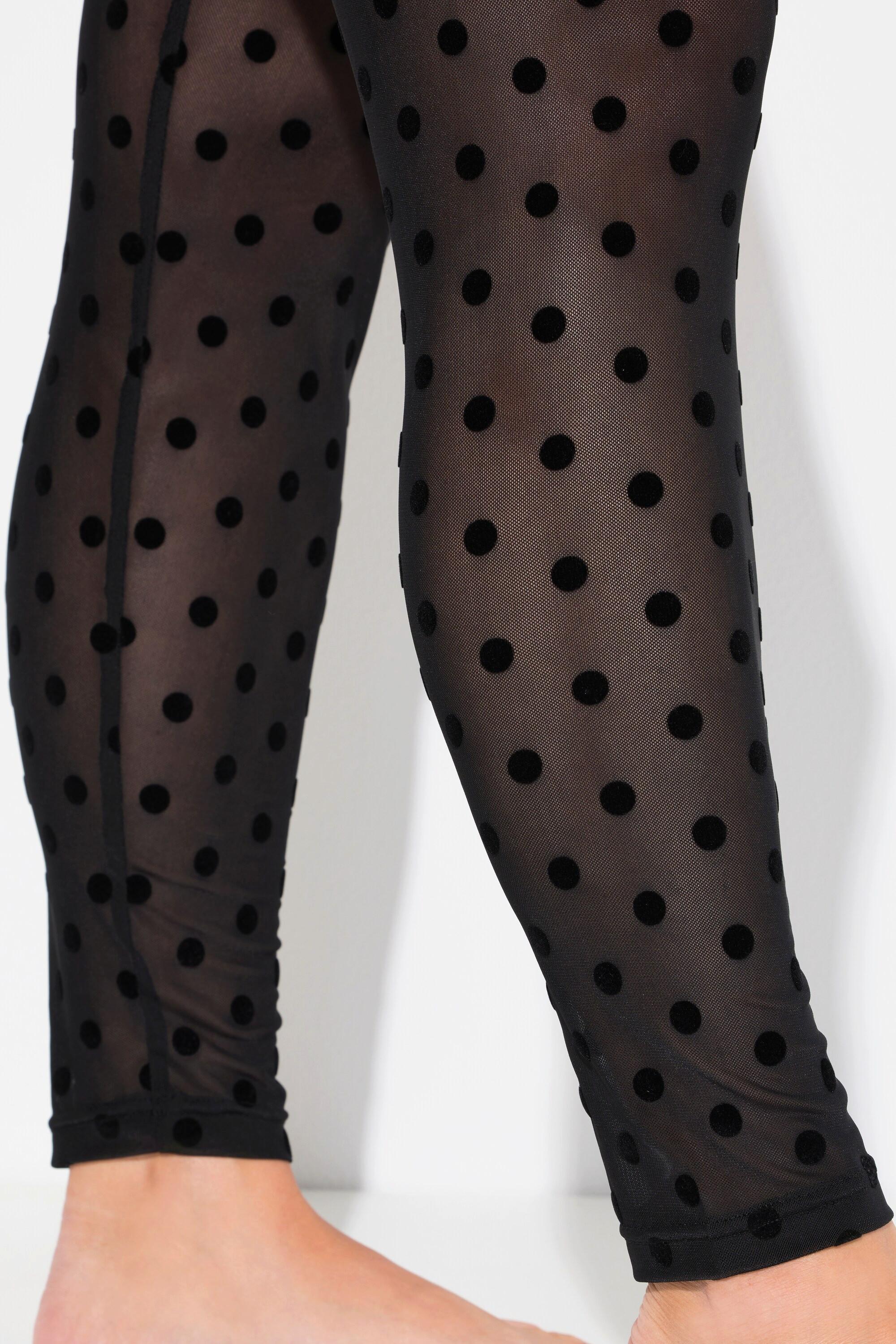 Ulla Popken  Leggings di mesh con floccatura a pois 