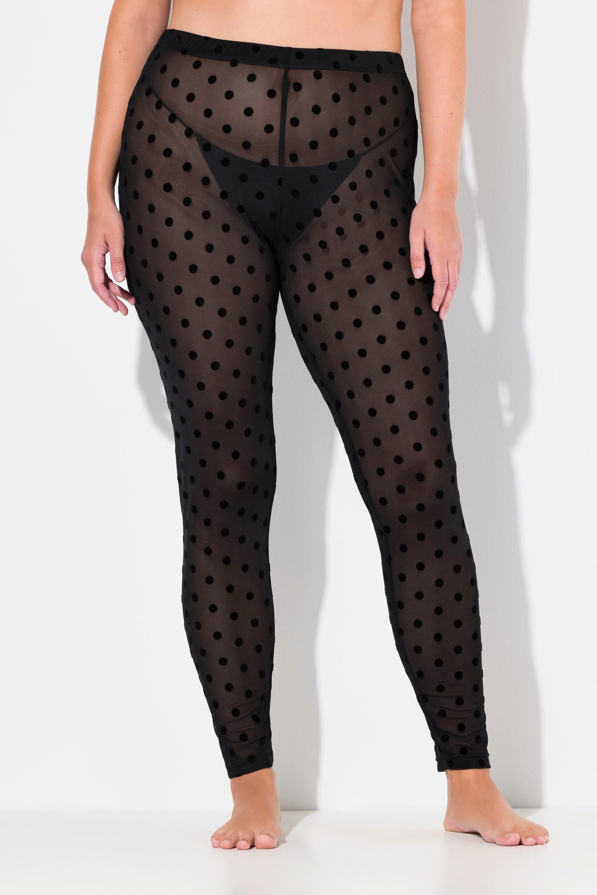 Ulla Popken  Leggings di mesh con floccatura a pois 