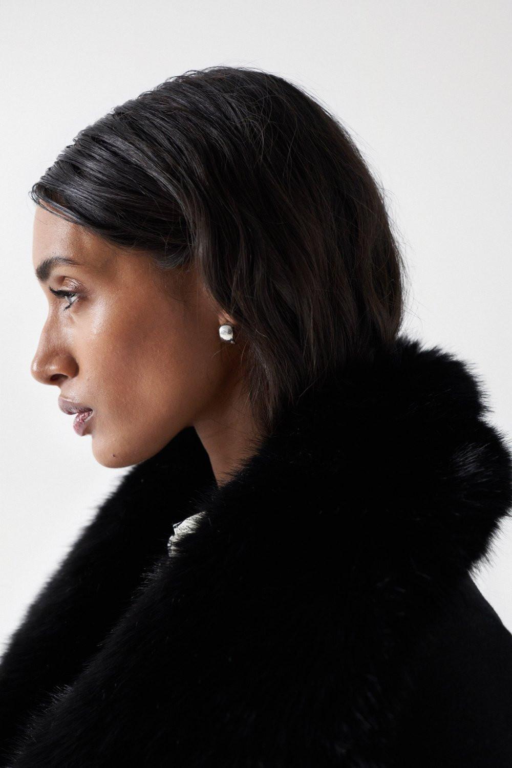 Salsa Wollmantel mit Pelzkragen  