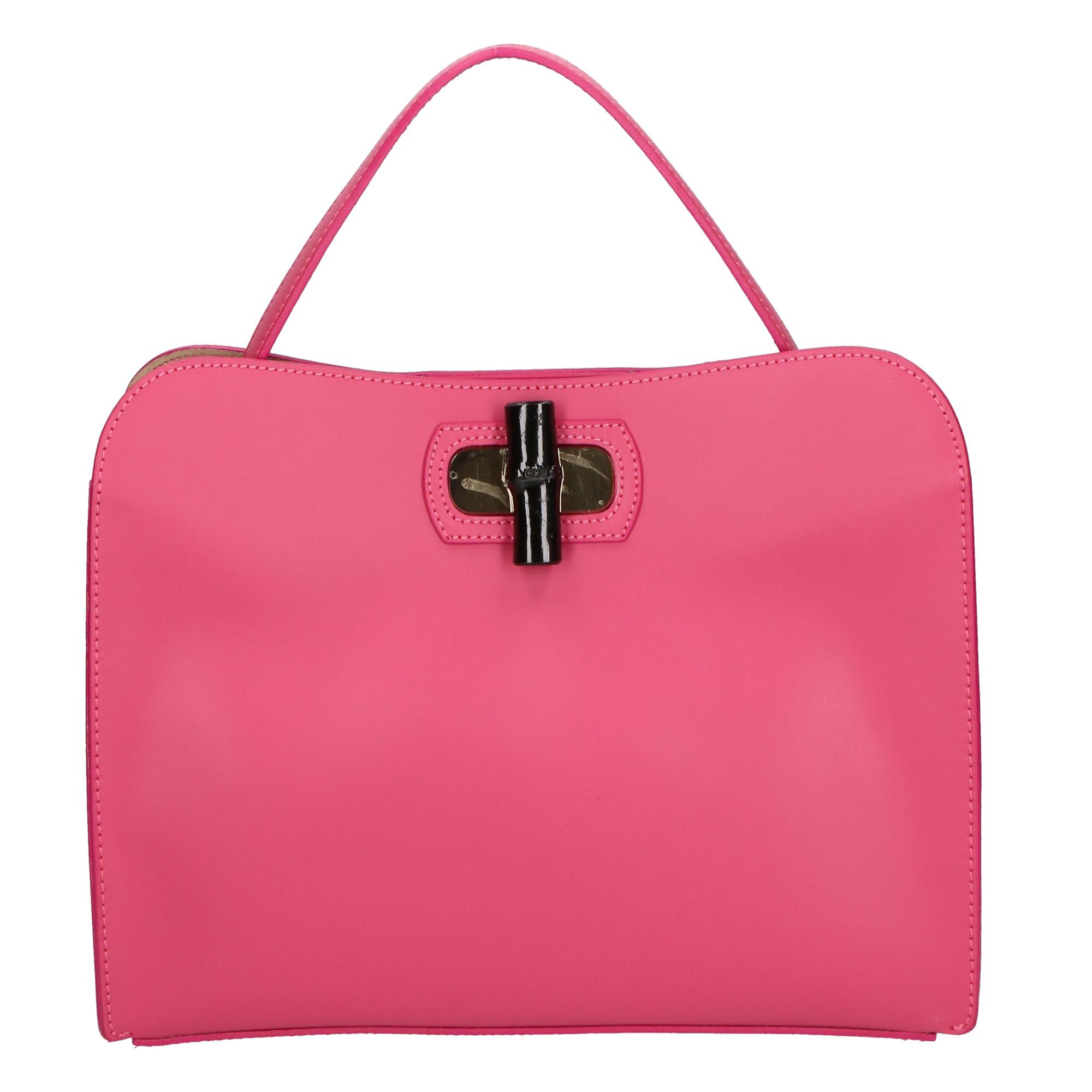 Image of Handtasche Women's Single-compartment Handbag In Wrinkled Leather, With Removable Shoulder Strap. Italian Handcrafted Product. Damen Fuchsia ONE SIZE