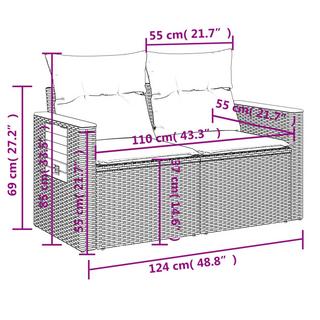 VidaXL set divano da giardino Polirattan  