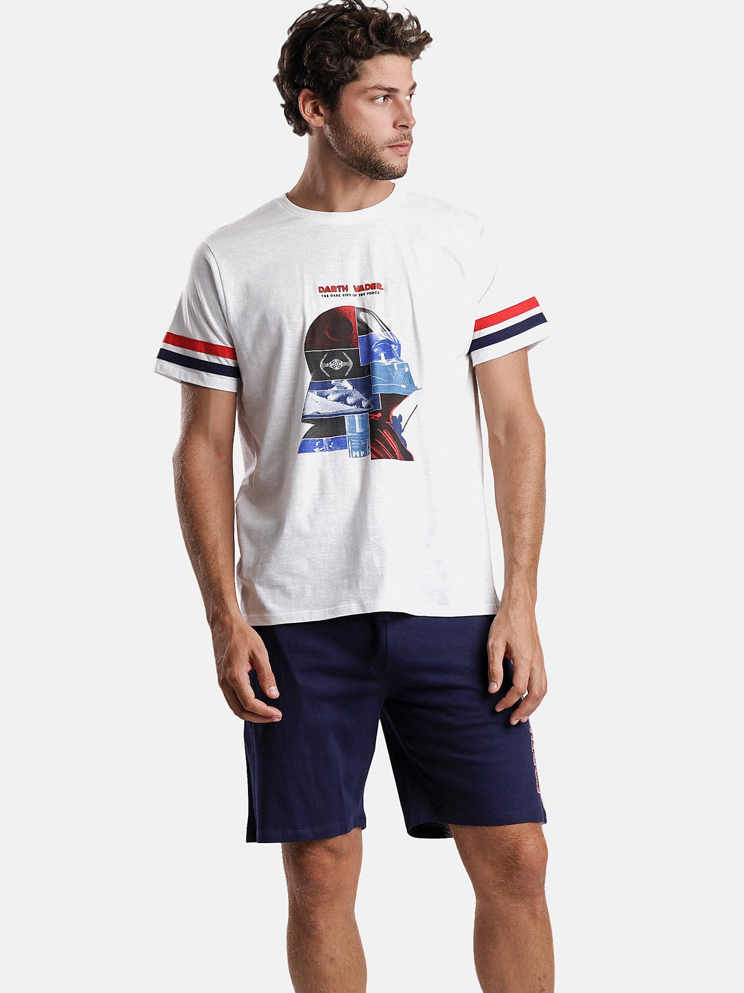 Image of Pyjama Shorts T-shirt Vader Star Wars Herren Weiss M