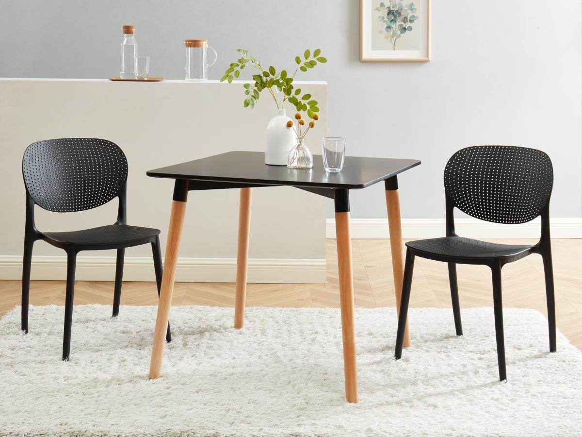 Vente-unique Lot de 2 chaises empilables en polypropylène - Noir - CARETANE  