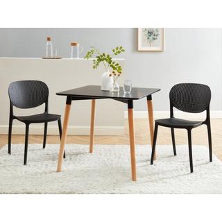 Vente-unique Lot de 2 chaises empilables en polypropylène - Noir - CARETANE  