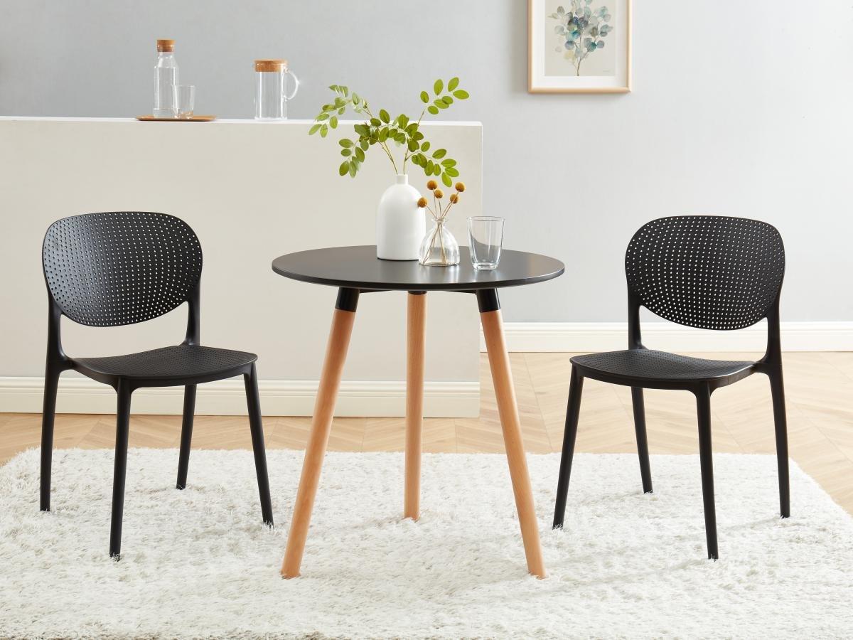 Vente-unique Lot de 2 chaises empilables en polypropylène - Noir - CARETANE  