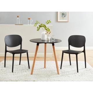 Vente-unique Lot de 2 chaises empilables en polypropylène - Noir - CARETANE  