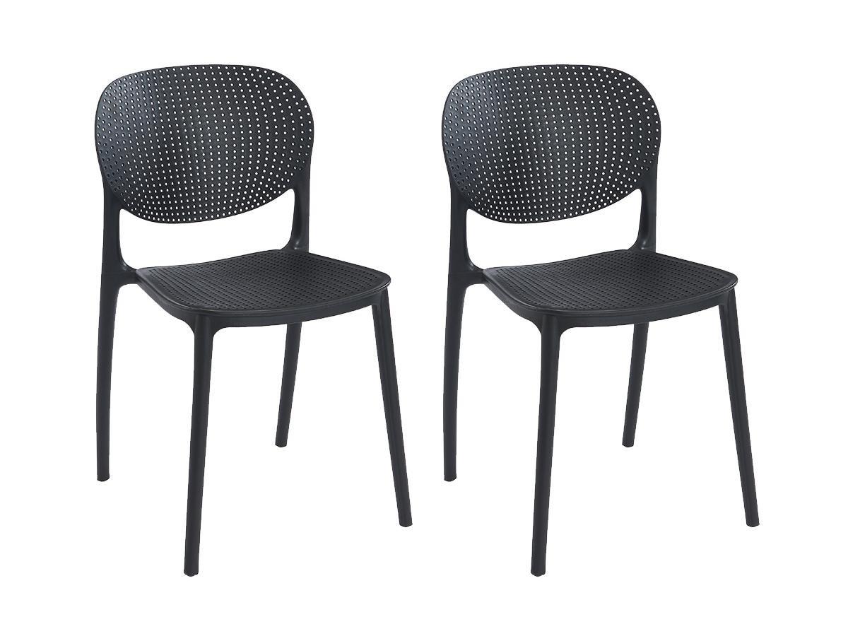 Vente-unique Lot de 2 chaises empilables en polypropylène - Noir - CARETANE  