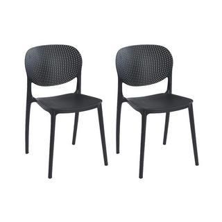 Vente-unique Lot de 2 chaises empilables en polypropylène - Noir - CARETANE  