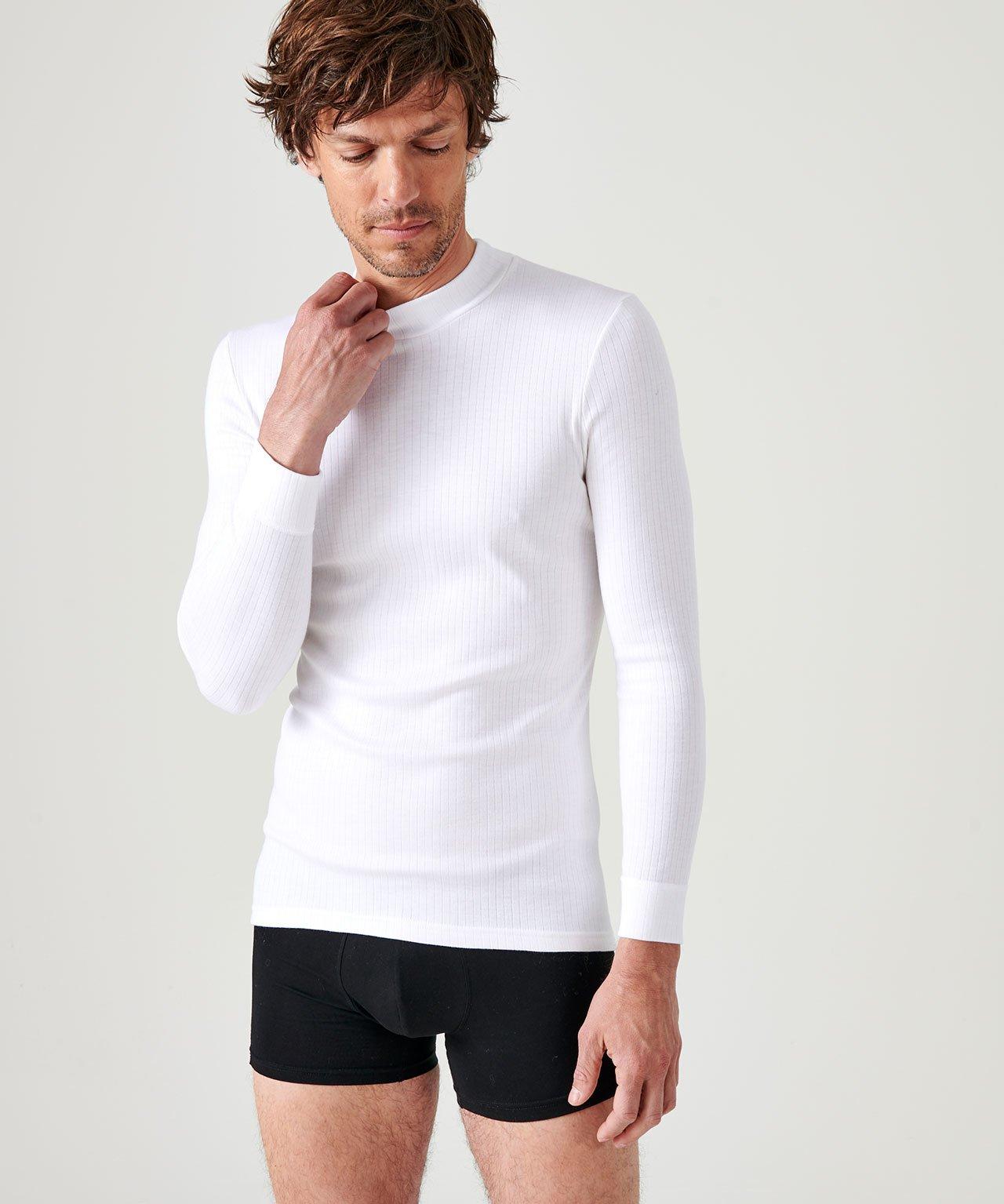 Image of T-shirt Mit Stehkragen. Herren Weiss L
