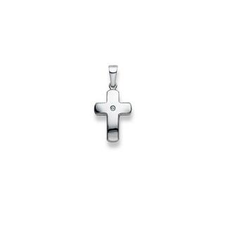 MUAU Schmuck  Anhänger Kreuz Weissgold 750 Diamant 0.01.00ct. 23x12mm 