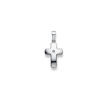 Anhänger Kreuz Weissgold 750 Diamant 0.01.00ct. 23x12mm