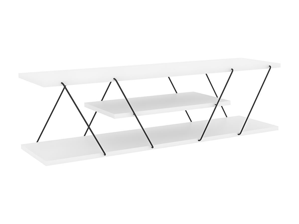 Image of TV-Möbel mit 1 Ablage - Schwarz & Weiß - DELORY TV-Möbel mit 1 Ablage - Schwarz & Weiß - DELORY