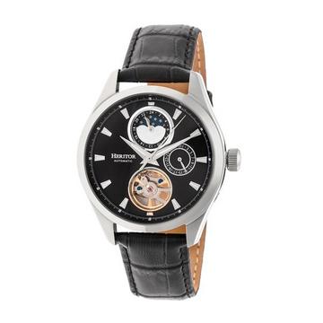 Heritor Montre automatique Sebastian semi-squelette avec bracelet en cuir