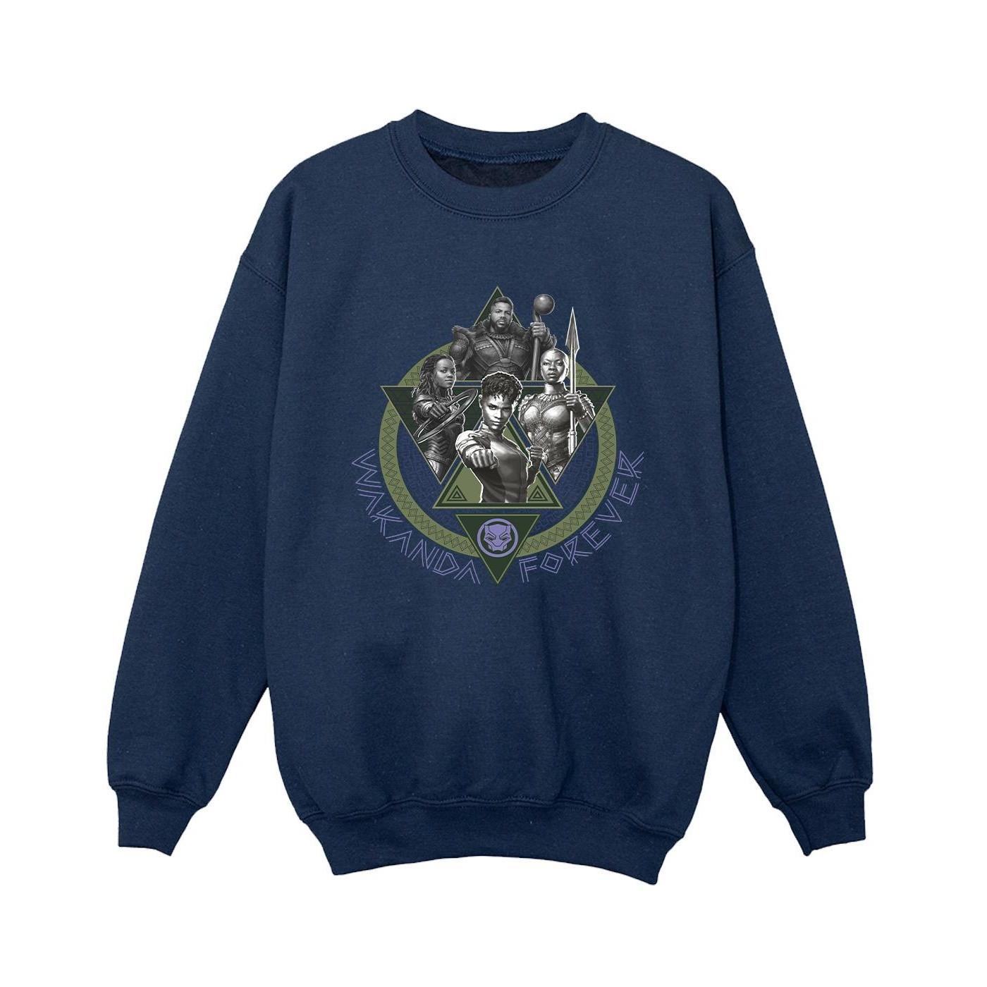 Image of Black Panther Wakanda Forever Group Ring Pose Sweatshirt Jungen Marine 104