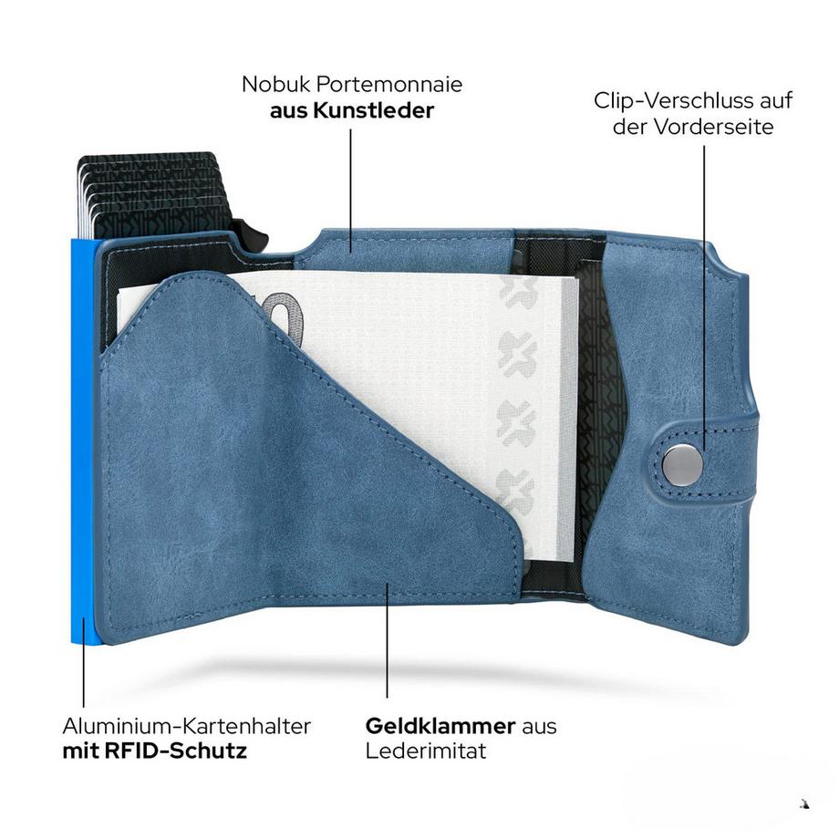 Only-bags.store Portafoglio con protezione RFID scomparto portamonete e spazio per 9 carte di credito  