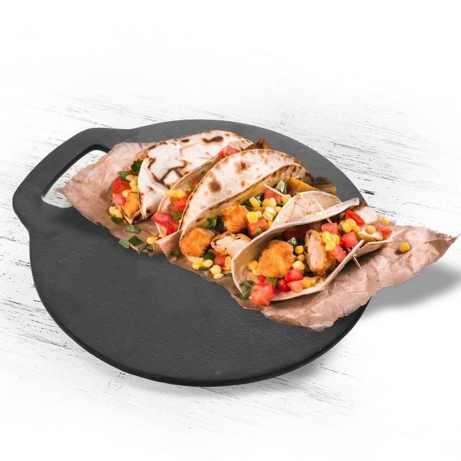 Orion  Plaque en fonte pour la cuisson de pains plats, pizzas et tortillas 