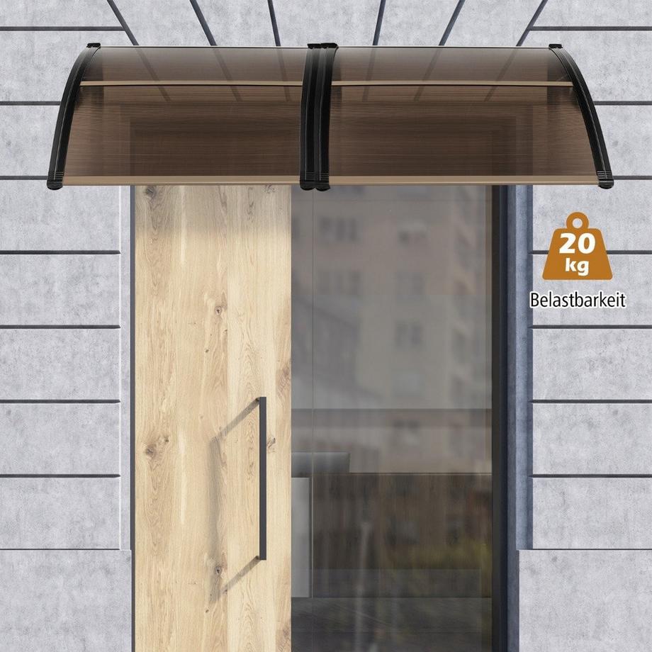 Northio 122 x 99 cm Vordach für Haustür Überdachung Haustürvordach Pultvordach Braun  