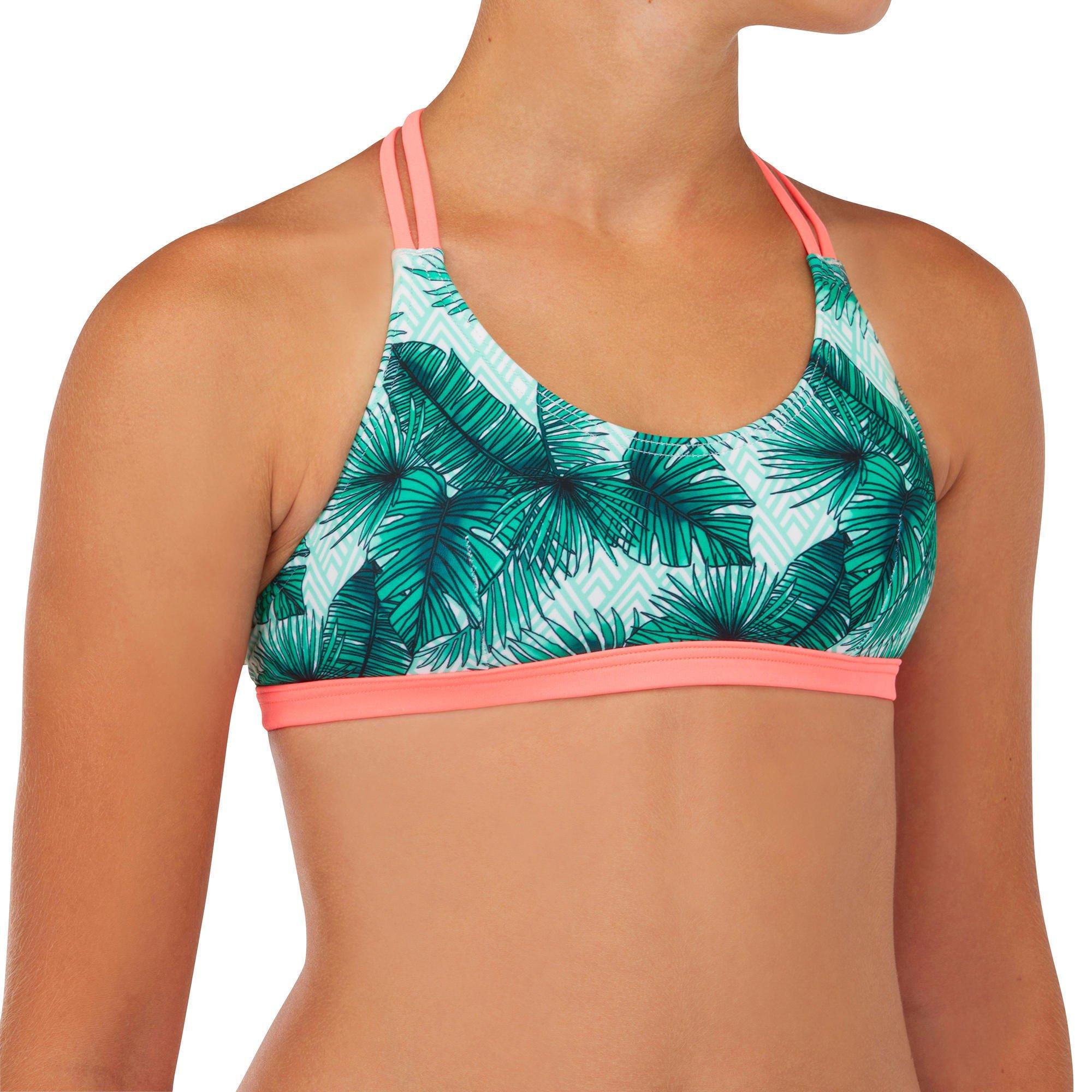 OLAIAN HAUT DE MAILLOT DE BAIN SURF FILLE TRIANGLE VERT BONDI 500